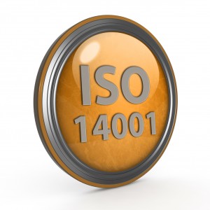 Iso 14001 circular icon on white background